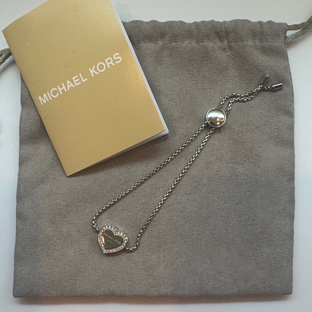 Michael Kors Silver Heart Charm Bracelet